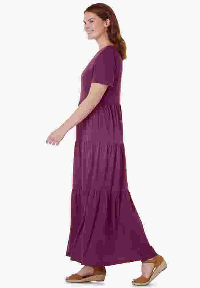 Short-Sleeve Tiered Dress image number 2