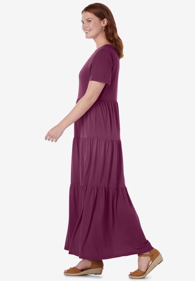 Short-Sleeve Tiered Dress image number 2