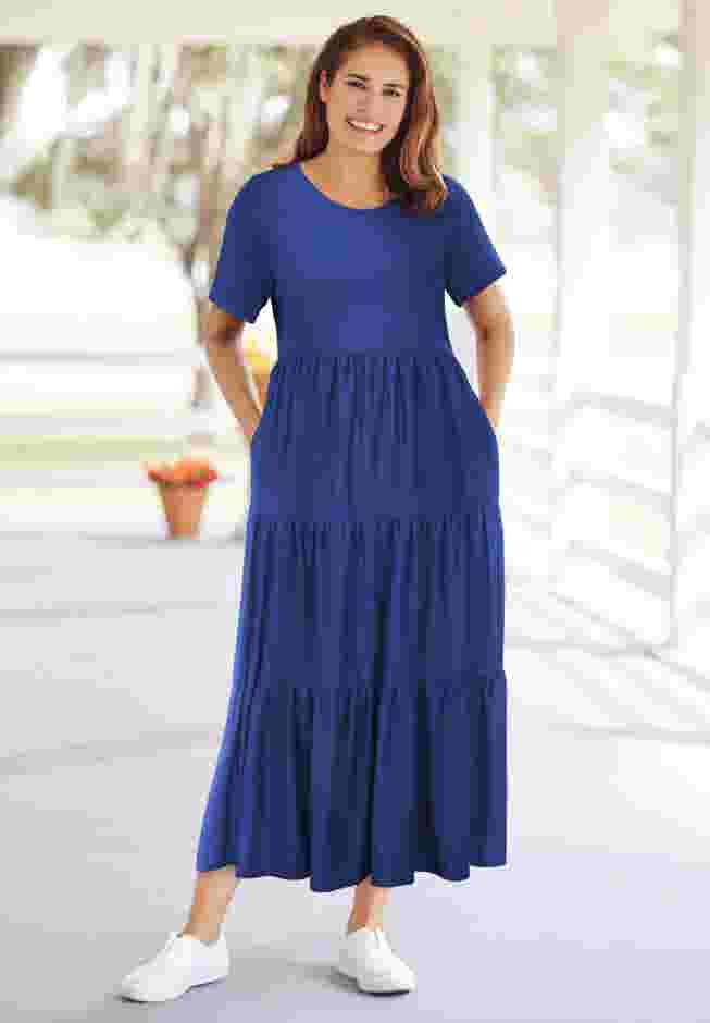Short-Sleeve Tiered Dress image number 0