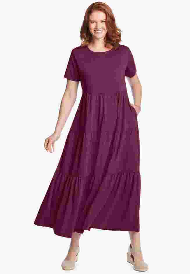 Short-Sleeve Tiered Dress image number 0