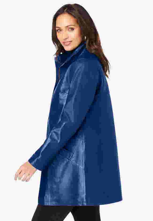 A-Line Zip Front Leather Jacket image number 2