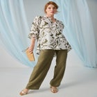 Lightweight Linen-Blend Straight-Leg Pants image number null