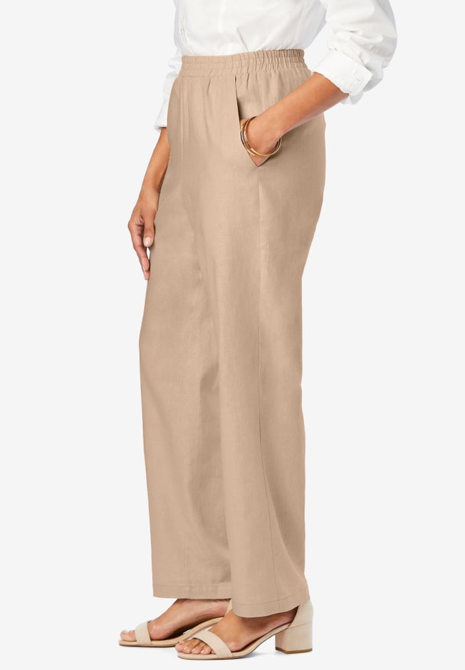 Lightweight Linen-Blend Straight-Leg Pants image number 2