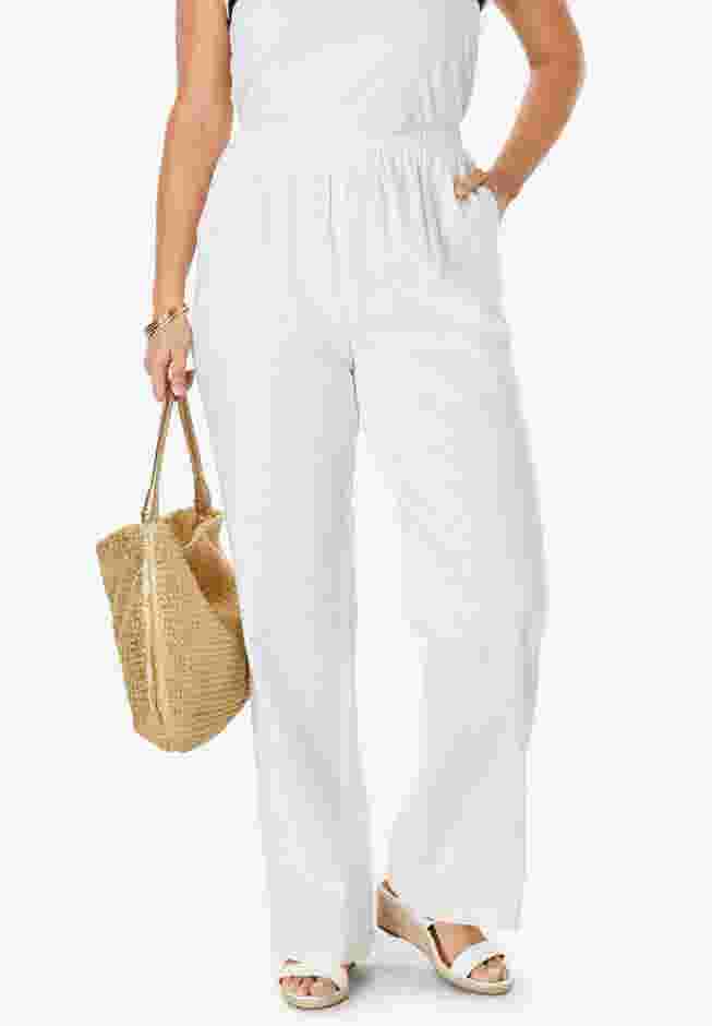 Lightweight Linen-Blend Straight-Leg Pants image number 3