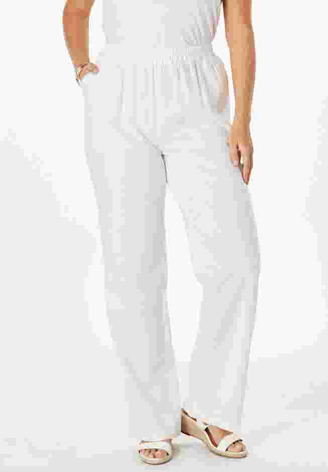 Lightweight Linen-Blend Straight-Leg Pants image number 4