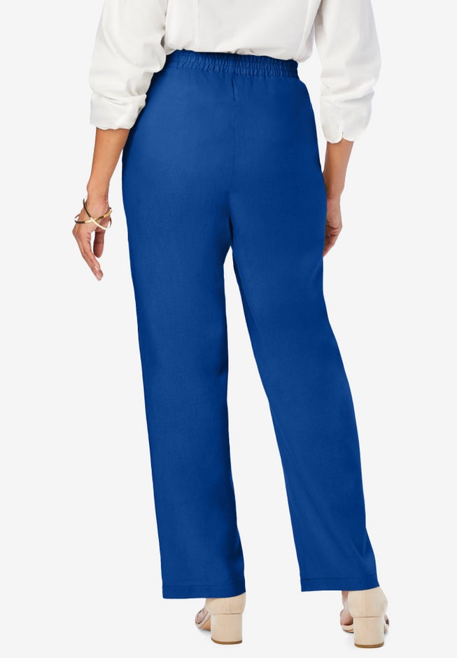Lightweight Linen-Blend Straight-Leg Pants image number 1