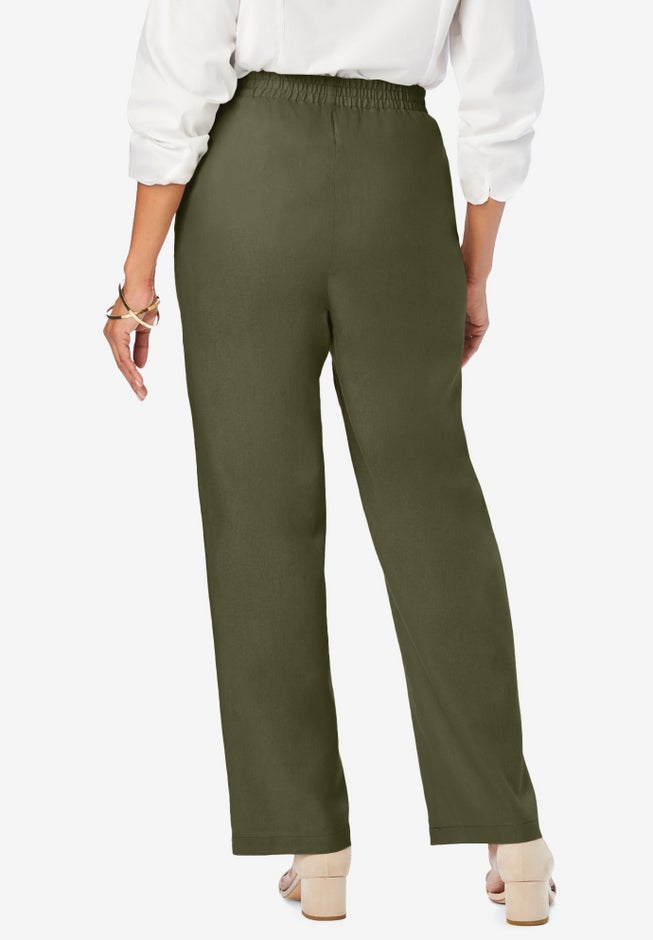 Lightweight Linen-Blend Straight-Leg Pants image number 1