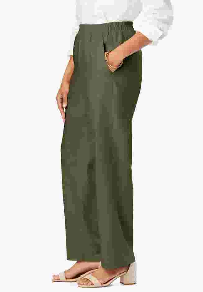 Lightweight Linen-Blend Straight-Leg Pants image number 2