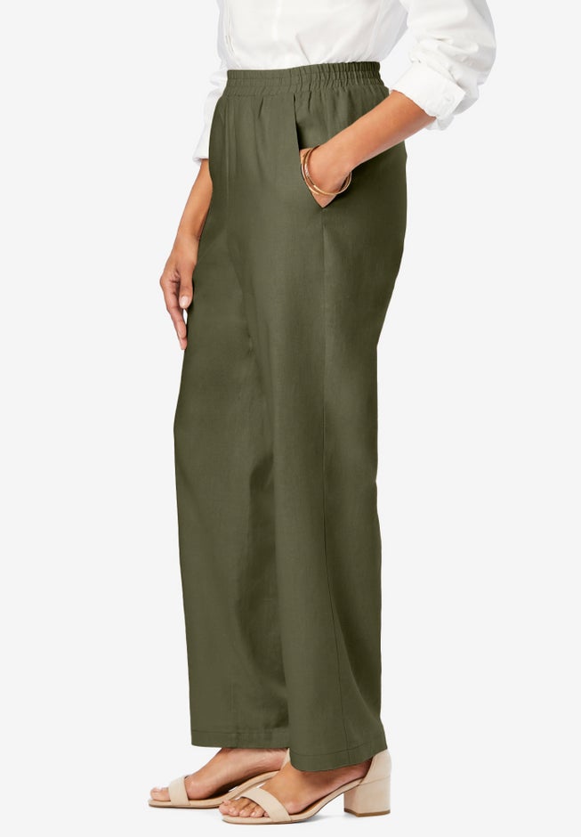 Lightweight Linen-Blend Straight-Leg Pants image number 2