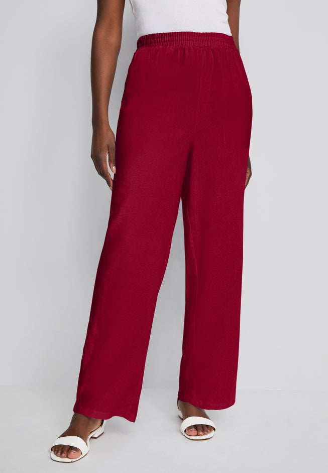 Lightweight Linen-Blend Straight-Leg Pants image number 0