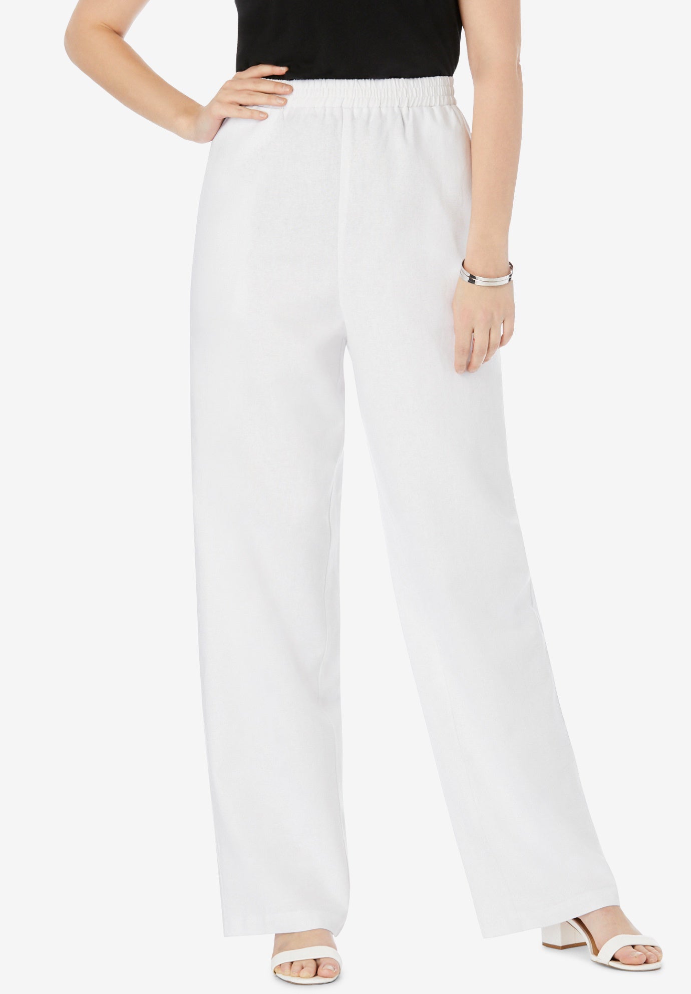 Lightweight Linen-Blend Straight-Leg Pants image number 0