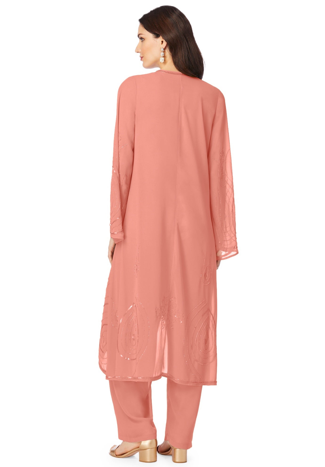 Plus Size Beaded Georgette Scoop Neck 3-Piece Pant Set image number 1