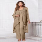 Plus Size Beaded Georgette Scoop Neck 3-Piece Pant Set image number 0