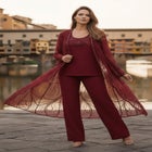 Plus Size Beaded Georgette Scoop Neck 3-Piece Pant Set image number 1