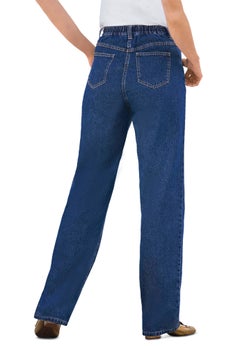 Perfect Back-Elastic Gap-Free Straight-Leg Cotton Jeans