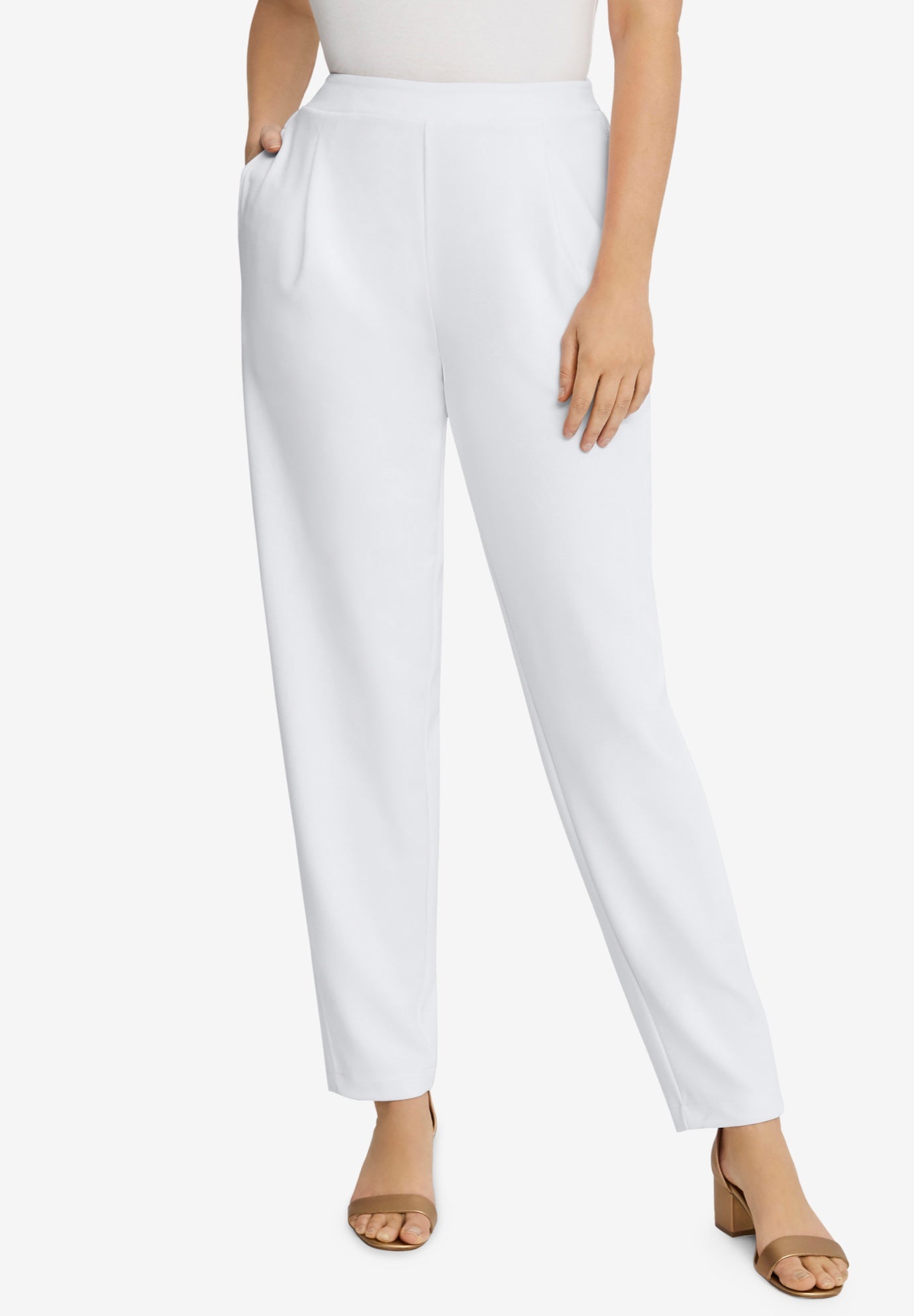 Stretch Knit Crepe Straight Leg Pants image number 0