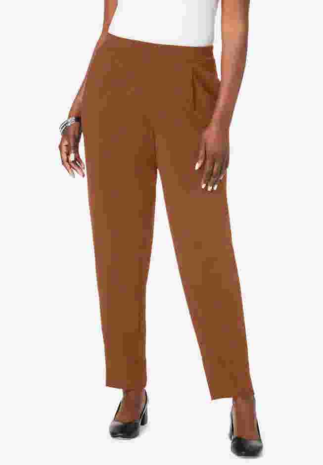 Stretch Knit Crepe Straight Leg Pants image number 0