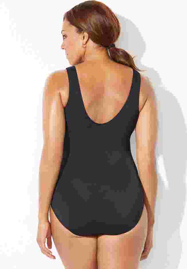 Chlorine Resistant High Neck Tummy Control One Piece Swimsuit image number 1