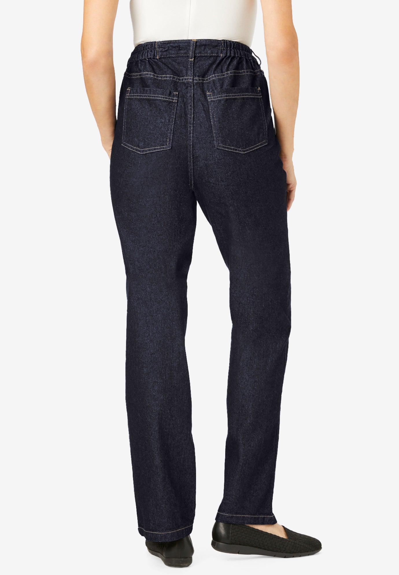 Perfect Side Elastic Jean - Straight Leg Denim, Natural