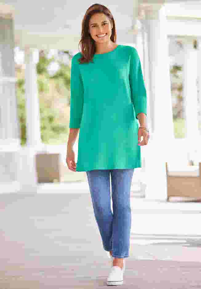 Perfect Three-Quarter Sleeve Crewneck Tunic image number 7