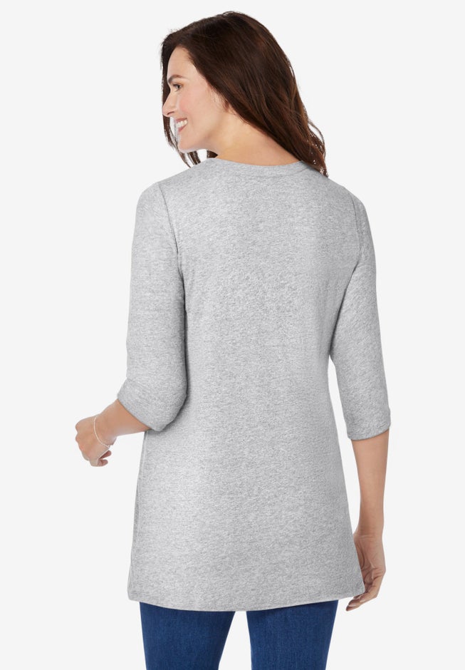 Perfect Three-Quarter Sleeve Crewneck Tunic image number 1