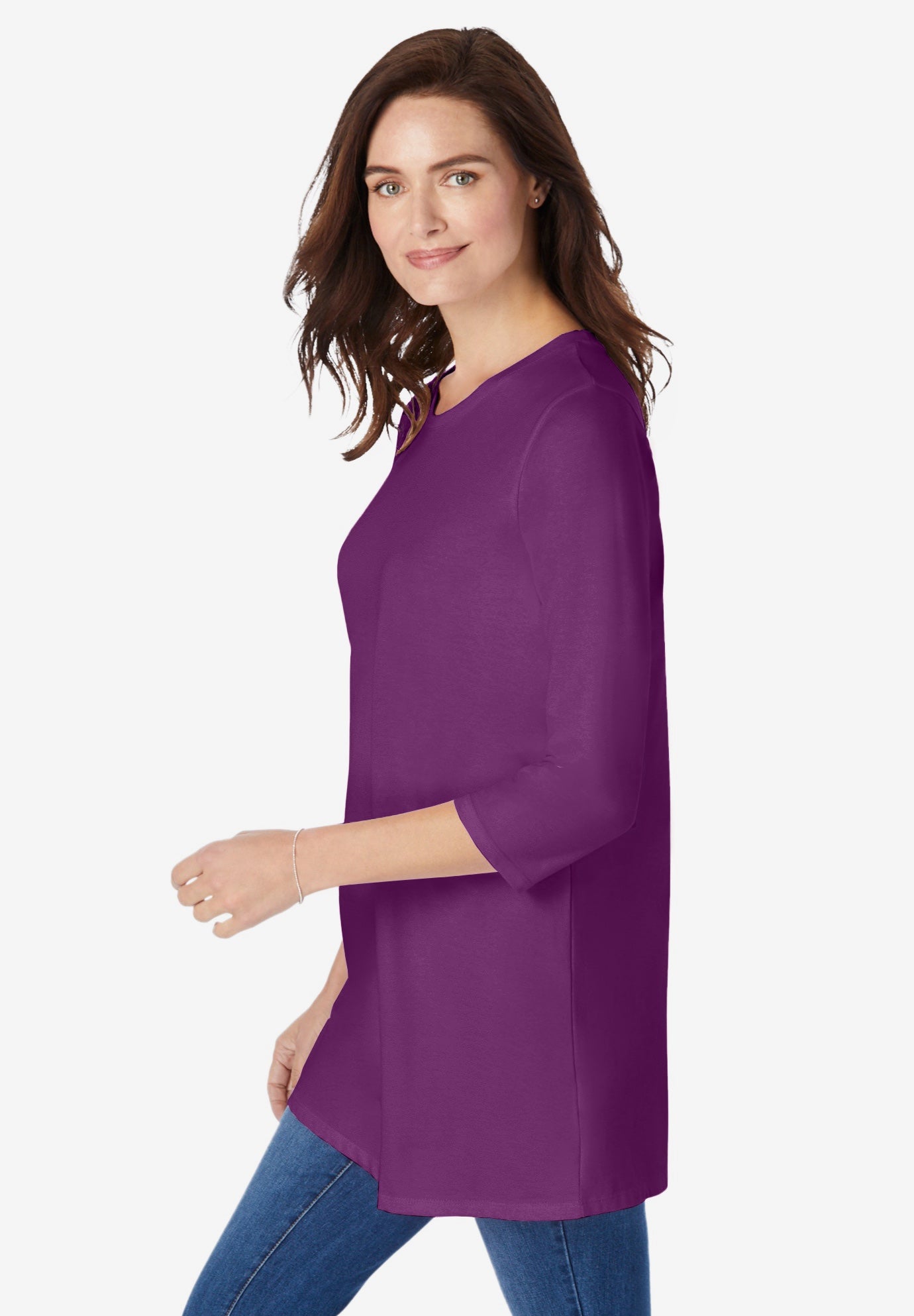 Perfect Three-Quarter Sleeve Crewneck Tunic image number 2