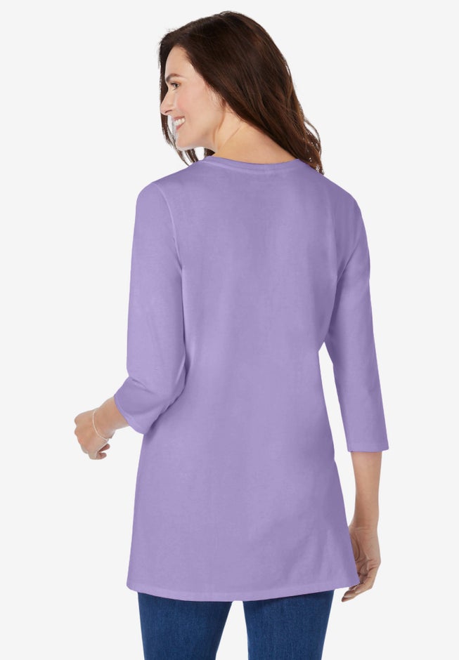 Perfect Three-Quarter Sleeve Crewneck Tunic image number 1