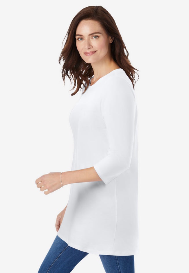 Perfect Three-Quarter Sleeve Crewneck Tunic image number 2