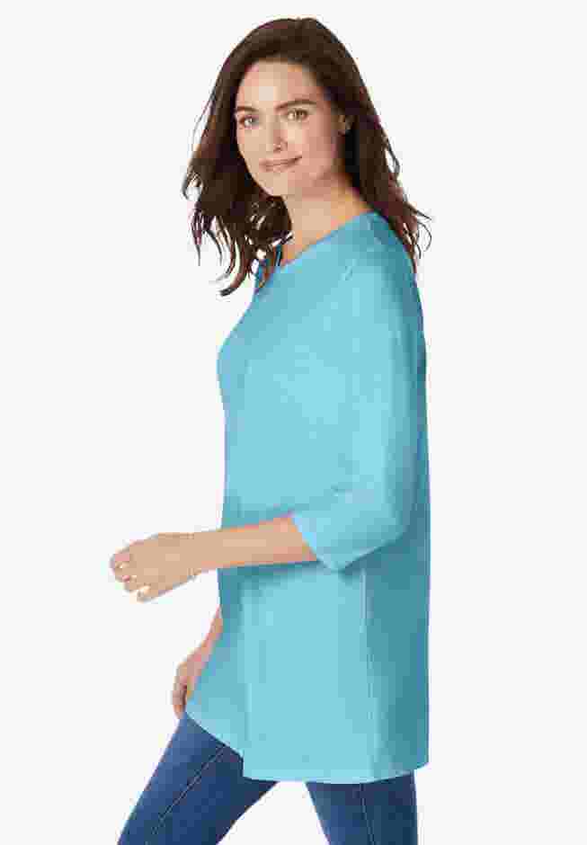 Perfect Three-Quarter Sleeve Crewneck Tunic image number 2