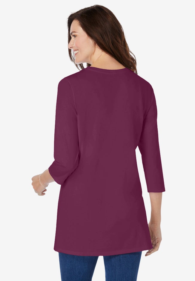 Perfect Three-Quarter Sleeve Crewneck Tunic image number 1
