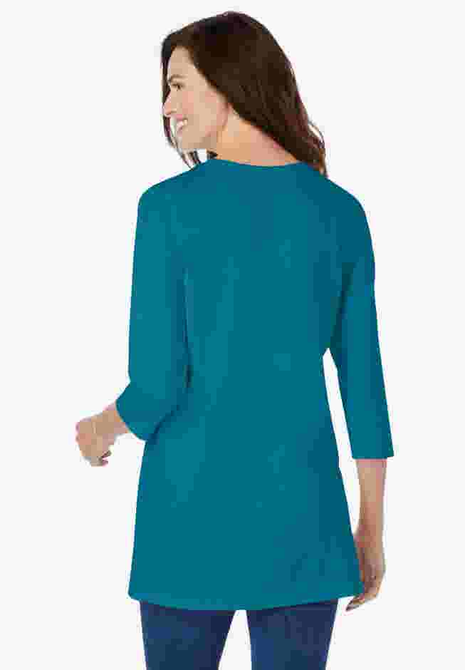 Perfect Three-Quarter Sleeve Crewneck Tunic image number 1