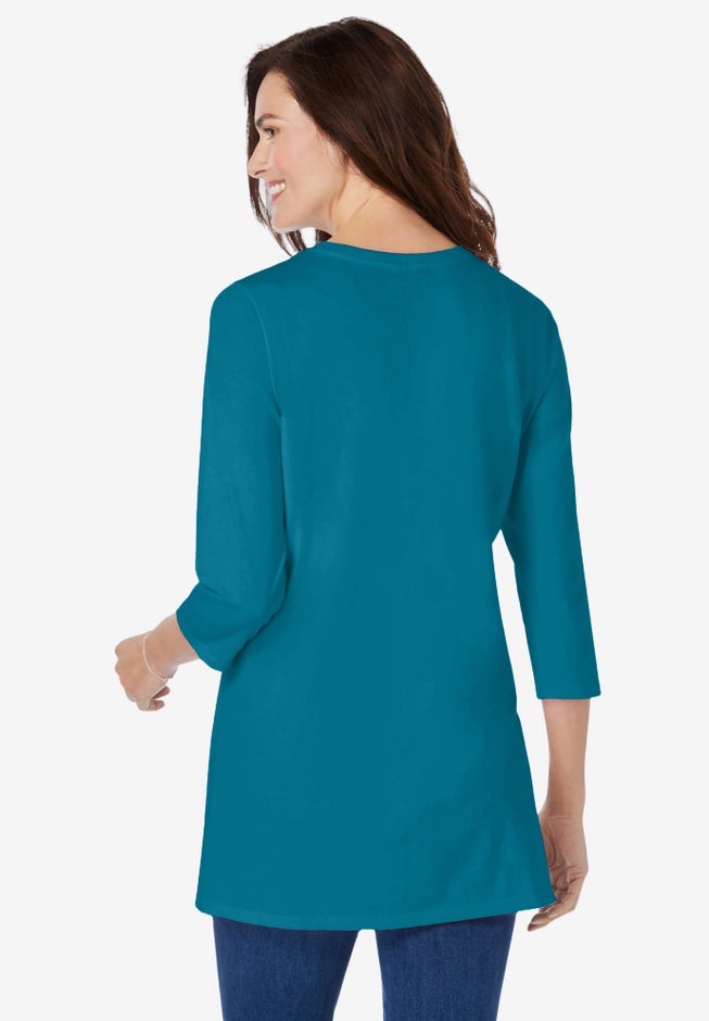 Perfect Three-Quarter Sleeve Crewneck Tunic image number 1