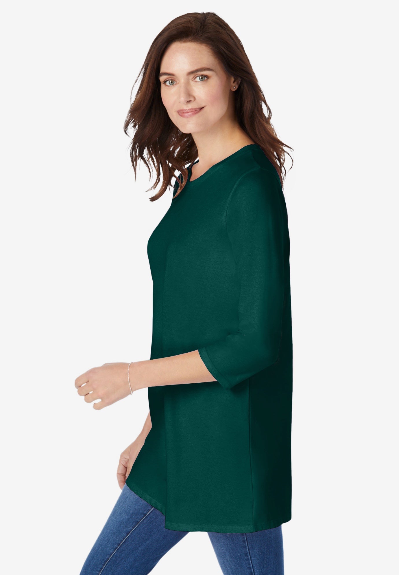 Perfect Three-Quarter Sleeve Crewneck Tunic image number 2