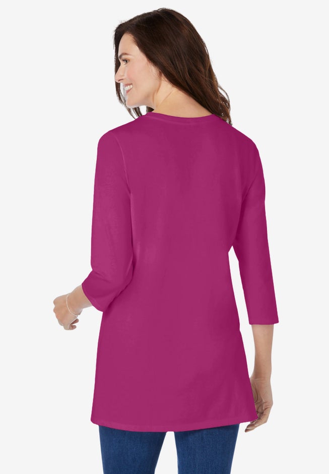 Perfect Three-Quarter Sleeve Crewneck Tunic image number 1