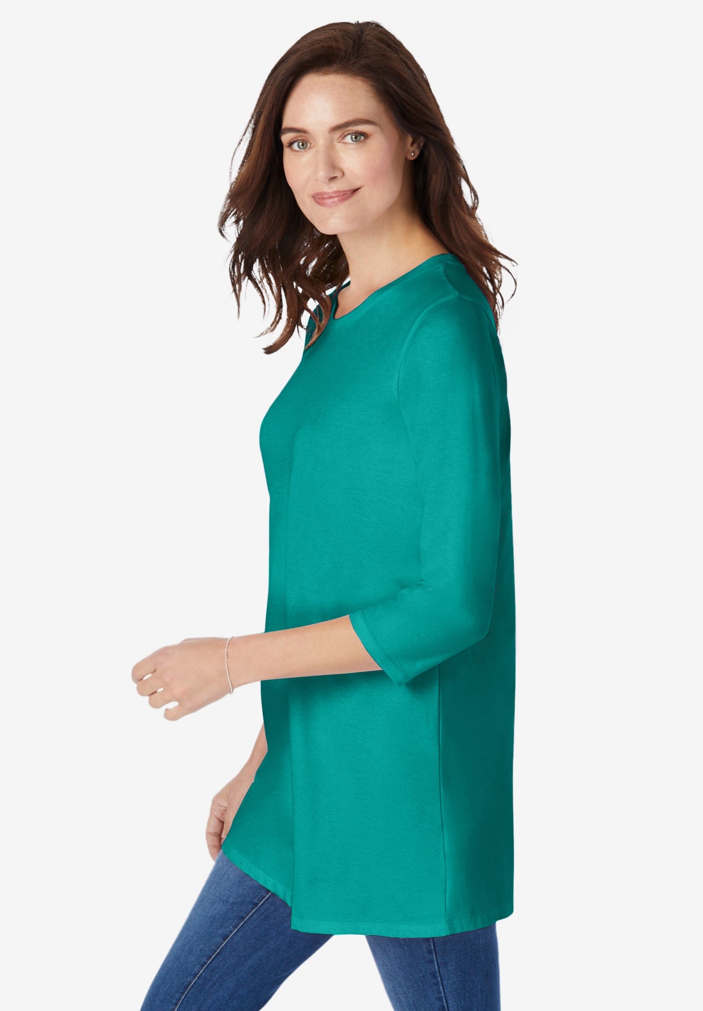 Perfect Three-Quarter Sleeve Crewneck Tunic image number 2