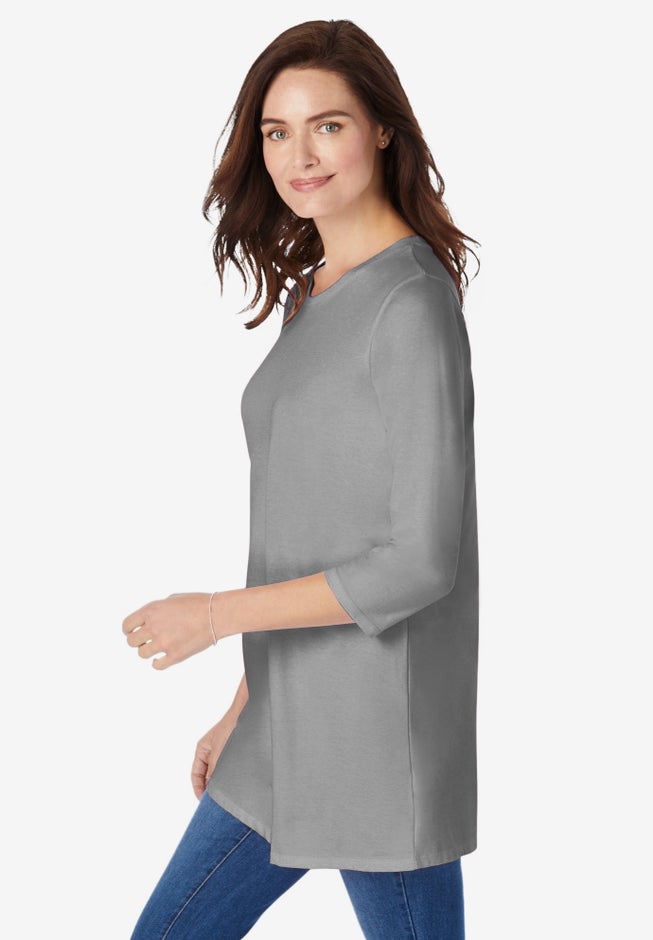 Perfect Three-Quarter Sleeve Crewneck Tunic image number 2