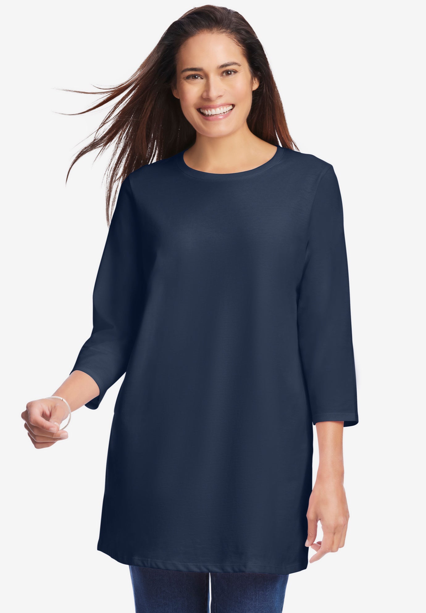 Perfect Three-Quarter Sleeve Crewneck Tunic image number 0