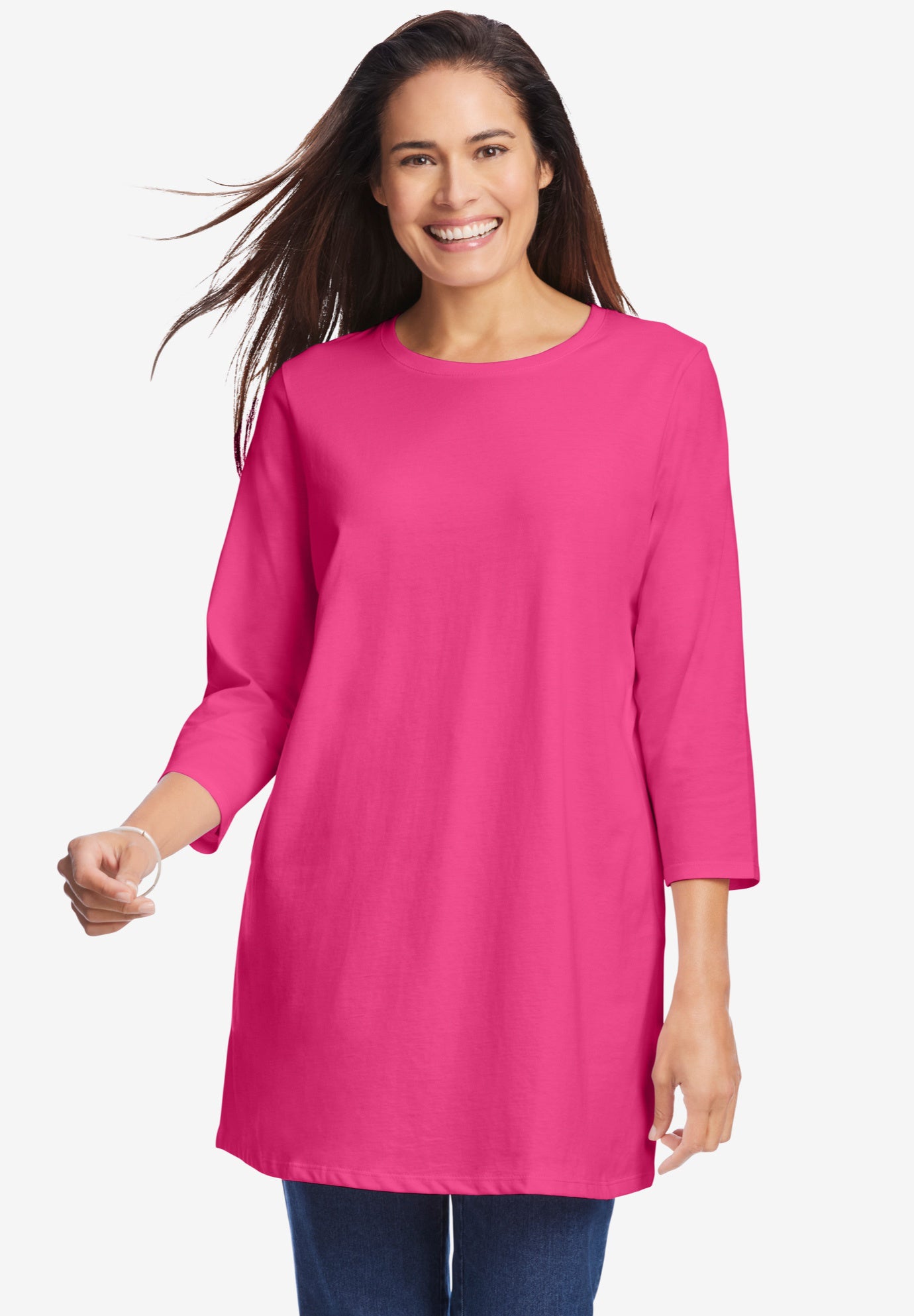 Perfect Three-Quarter Sleeve Crewneck Tunic image number 0