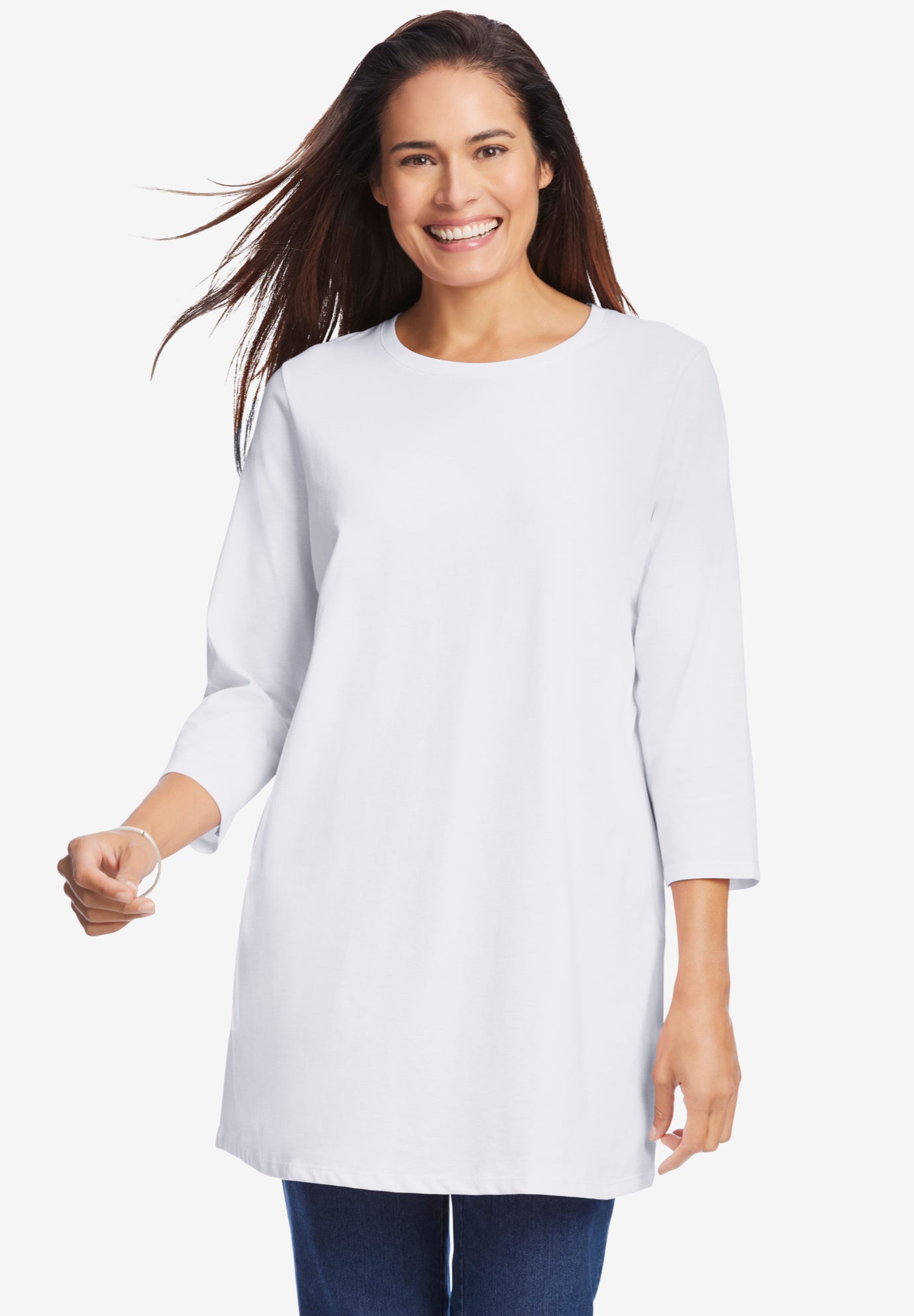 Perfect Three-Quarter Sleeve Crewneck Tunic image number 0