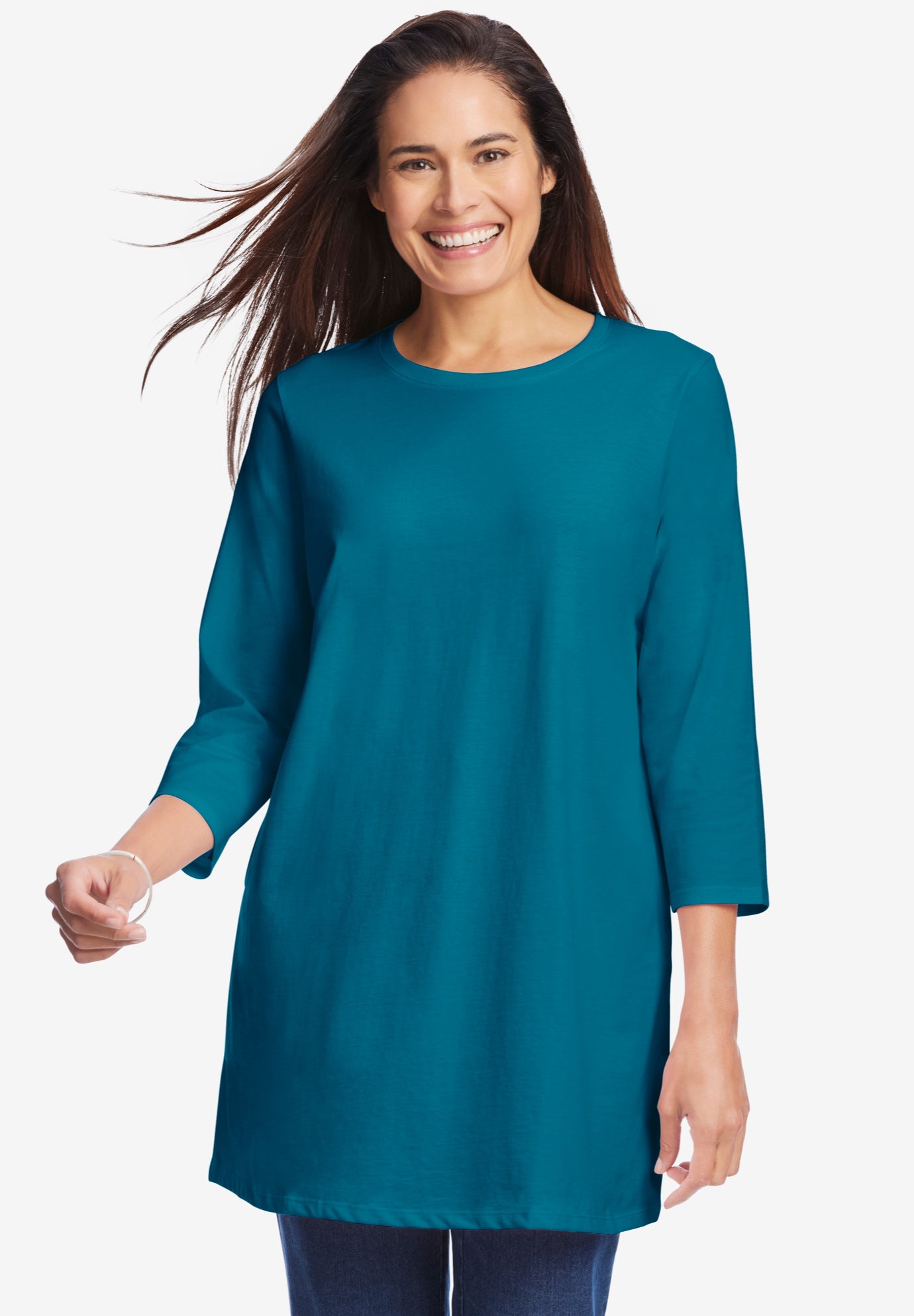 Perfect Three-Quarter Sleeve Crewneck Tunic image number 0