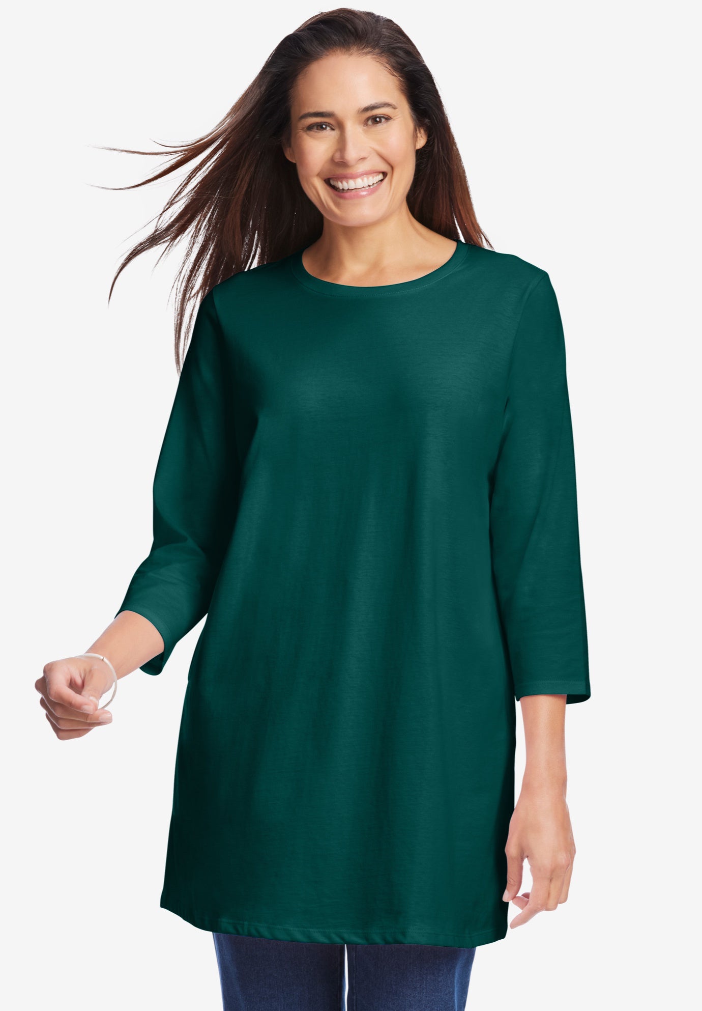 Perfect Three-Quarter Sleeve Crewneck Tunic image number 0