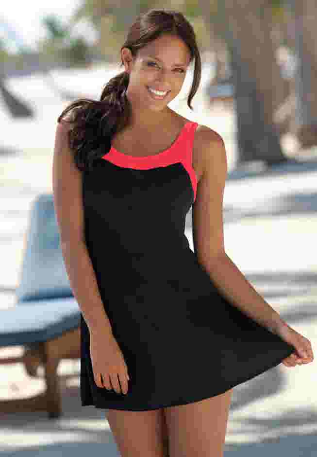 Two-Piece Colorblock Swim Dress image number 0