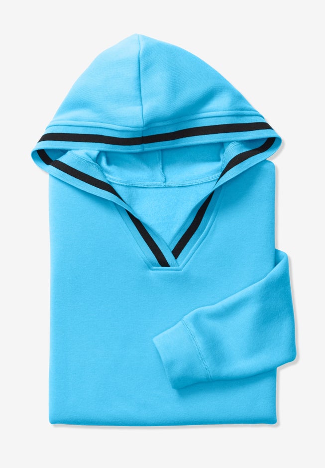 V-NECK HOODIE SWEATSHIRT image number 4