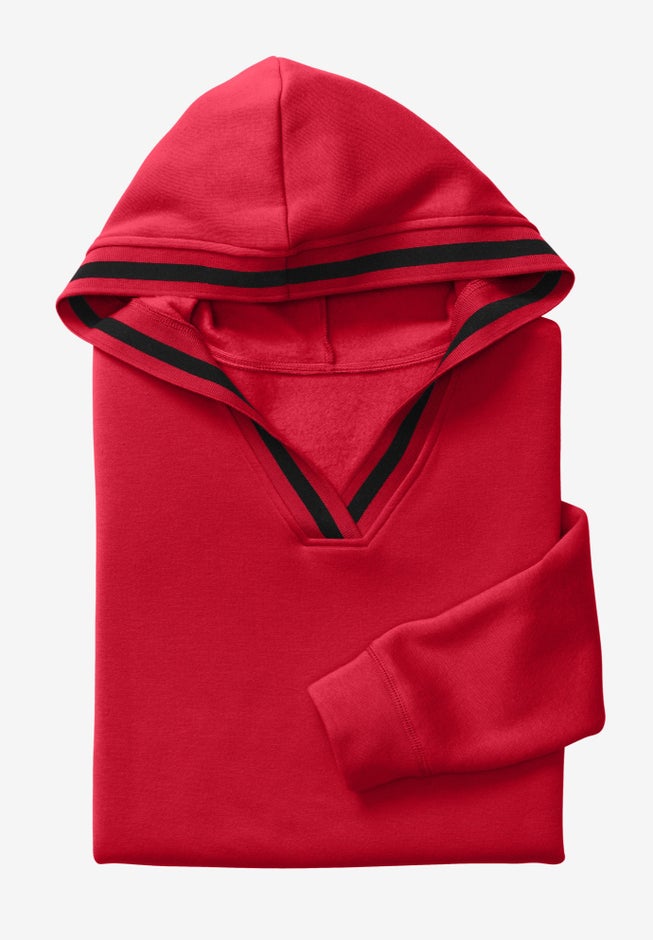 V-NECK HOODIE SWEATSHIRT image number 5