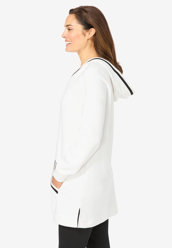 V-NECK HOODIE SWEATSHIRT image number 2