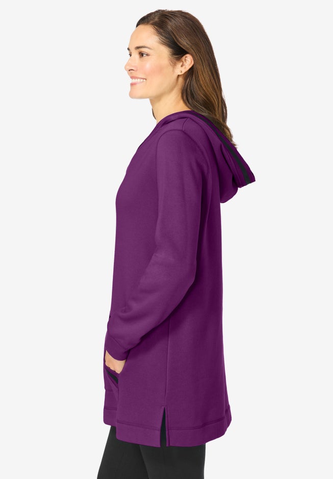 V-NECK HOODIE SWEATSHIRT image number 2