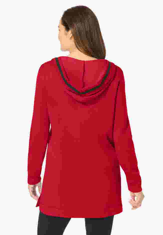 V-NECK HOODIE SWEATSHIRT image number 1