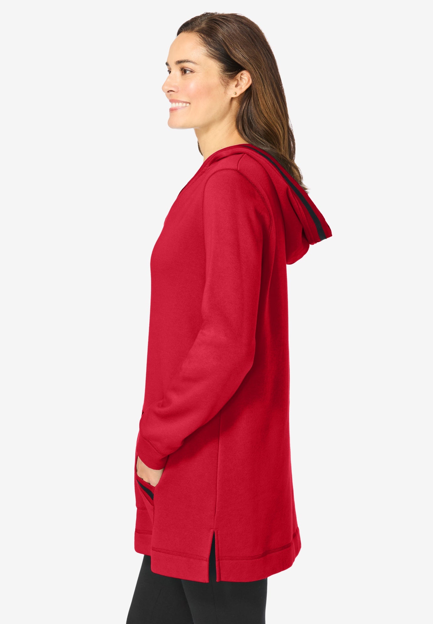 V-NECK HOODIE SWEATSHIRT image number 2