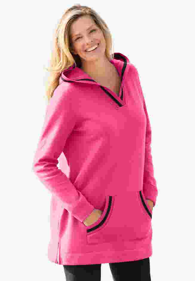 V-NECK HOODIE SWEATSHIRT image number 0