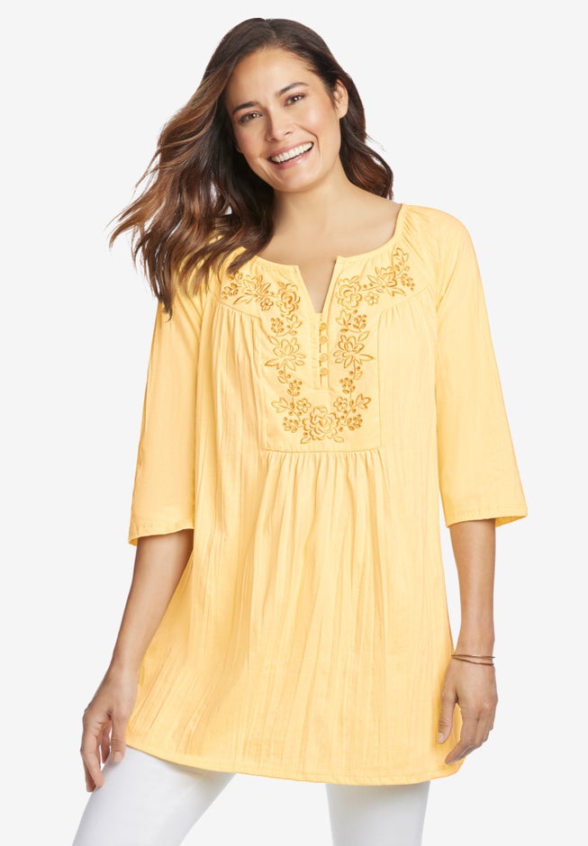 Embroidered Crinkle Tunic image number 3